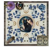 Wisafory Nappe de tarot cartes de tarot nappe lune phases fleurs couverture autel spirituel autel tarot tissu sorcellerie astrologie nappe carrée tapisserie nappe céleste style 8 49 x 49 cm