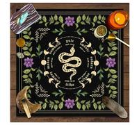 Wisafory Nappe de Tarot Lune Phases Fleurs - Couverture Autel Spirituel en Tissu pour Sorcellerie et Astrologie - Tapisserie Carrée Céleste Style 3 49 x 49 cm
