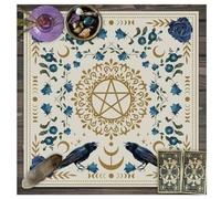 Wisafory Nappe de Tarot Lune Phases Fleurs - Couverture Autel Spirituel en Tissu pour Sorcellerie et Astrologie - Tapisserie Carrée Céleste Style 4 49 x 49 cm