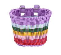 Wisafory Panier de vélo pour enfants - Panier de vélo avant tressé - Panier de guidon pour enfants - Petit panier de vélo tissé à la main - Pour le cyclisme en plein air - Arc-en-ciel - Grand