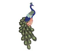 Wisafory Patch brodé de paon à coudre - Motif de plumes de paon - Paillettes - Pour robes de paon - Strass - Gltzer - Tissu brodé - Autocollants pour bricolage de vêtements
