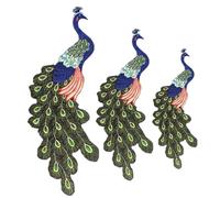 Wisafory Patch brodé de paon à coudre - Motif de plumes de paon - Paillettes - Pour robes de paon - Strass - Gltzer - Tissu brodé - Autocollants pour bricolage de vêtements