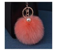 Wisafory Porte-clés Pom Pom avec perle dorée, boule de fourrure artificielle peluche, porte-clés, pendentif pour sac, porte-clés, accessoires pour valises, sacs à dos, anneau pour clés, charme pour