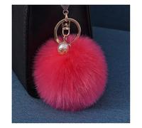 Wisafory Porte-clés Pom Pom avec perle dorée, fourrure artificielle pelucheuse, porte-clés, pendentif pour sac, valise, sac à dos, accessoires, anneau pour clés, charme pour téléphone portable pour