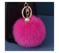 Wisafory Porte-clés Pom Pom avec perle dorée, peluche en fausse fourrure, porte-clés, pendentif pour sac, bagages, sacs à dos, accessoires, anneau pour clés, charme pour téléphone portable pour femmes