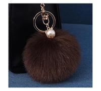 Wisafory Porte-clés Pom Pom avec perle dorée, peluche en fausse fourrure, porte-clés, pendentif pour sac, valise, sac à dos, accessoires, anneau pour clés, charme pour téléphone portable pour femmes