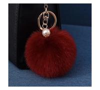 Wisafory Porte-clés Pom Pom avec perle en or, boule de fourrure artificielle peluche, porte-clés pour sac, porte-clés, accessoires pour sacs, valises, sacs à dos, anneau pour clés, téléphone portable