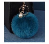 Wisafory Porte-clés Pom Pom avec perle en or, peluche en fausse fourrure, porte-clés, pendentif pour sac, bagages, sacs à dos, accessoires, clé, charme pour téléphone portable pour femmes