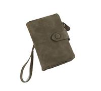 Wisafory Portefeuille court en cuir souple pour femme avec dragonne - Avec fente pour cartes - Protection RFID - Cadeau pour la fête des mères, un anniversaire, Vert militaire., Taille unique