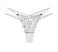Wisafory Tangas pour femme - String sexy - Sous-vêtements pour femme avec dentelle florale - String élégant - Lingerie sexy - Lettres transparentes - Broderie - Culotte multicolore pour femme, Blanc
