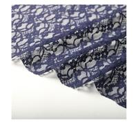 Wisafory Tissu en dentelle stretch avec motif floral - Vendu au mètre - Tissu tendance coloré - Textile floral pour bricolage - Sous-vêtements - Robe de mariée - Décoration de table - Bleu marine - 2