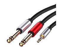 Wisboey 3,5 Mm à Double 6,5 Mm Adaptateur Jack Câble Audio 3,5 à 6,5 AUX Cordon 3,5 Jack Splitter pour Guitare Mixer Amplifier Bass