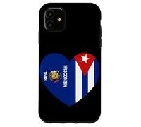 Wisconsin and Cuba Flags: Heart Shaped Unity Coque pour iPhone 11