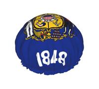 Wisconsin State Flag Print Bonnet de douche doublé pour femme Réutilisable, double couche imperméable