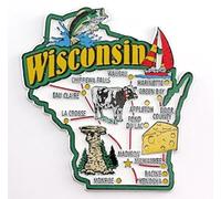 Wisconsin State Map et monuments Collage Aimant de réfrigérateur souvenir et Collection FMC