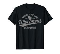 Wisconsin The Badger State EST 1848 Carte de l'état T-Shirt Graphique avec Valeur