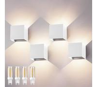 wisdom line Applique Murale 4 Pièces, LED G9 4000K 12W, IP65 Étanche, Angle Réglable 0-120°, Blanc pour Intérieur/Extérieur Jardin Salon Chambre