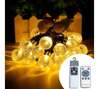 wisdom line Guirlande Lumineuse Décorative, 20 Ampoules LED, 3M, Télécommande, Étanche, Éclairage Blanc Chaud (Ampoules à bulles)