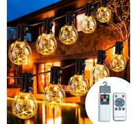 wisdom line Guirlande Lumineuse d'Extérieur, 6 Mètres, 10 Ampoules Globe, Étanche IP55, avec Télécommande, Résistant aux Températures -20°C à 50°C(Ampoule de fil de cuivre)