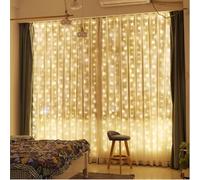 wisdom line Guirlande Lumineuse Rideau LED, 300 LED 3x3m, 8 Modes avec Télécommande, Lumières Décoratives pour Chambre, Fête, Mariage, Noël, Blanc Chaud