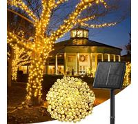 wisdom line Guirlande Lumineuse Solaire d'Extérieur, 23M 200 LED, 8 Modes d'Éclairage, Étanche, Blanc Chaud