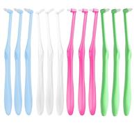 Wisdom Lot de 12 brosses à dents interspace avec couvercle, brosse à dents simple touffetée avec couvercle, brosse à dents à petite tête pour le nettoyage dentaire des gencives sensibles et nettoyage