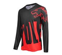 Wisdom Wolf Maillot de Cyclisme Manches Longues pour Homme Respirant Confortable Doux et Evacuant Transpiration (M, Rouge)