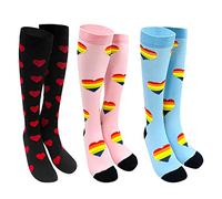 Wisdom1674 Chaussette de Contention Femme, 3 Paires Chaussettes de Contention avec Motif Coeur, Bas de Contention Femme et Homme pour Jogging, Sport, Cyclisme, Vol