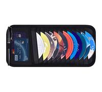 Wisdompro Étui de rangement pour CD de voiture avec 12 pochettes de rangement DVD, 1 poche en maille, 1 porte-stylo et sangle élastique, noir