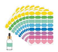 Wisdompro Lot de 256 étiquettes autocollantes colorées de forme fantaisie pour bouteilles d'huiles essentielles, bocaux Mason,Compte-gouttes/vaporisateurs, récipient à épices, boîte cadeau - Taille S