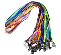 Wisdompro® Lot de cordons de cou 17 pouces vierge, plat coloré tissé en nylon/Sangles/Cordes avec clip de métal Bouledogue de fixation pour étiquettes de bureau, étiquettes de nom ID, supports d'étiquettes et badge - Couleurs assorties 20Pcs 10-Color Pack