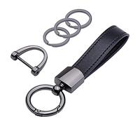 Wisdompro Porte-clés de voiture en cuir véritable, porte-clés universel en cuir robuste pour hommes et femmes, noir, 5 inches