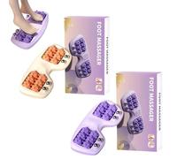 Wisdomshop Rouleau de massage portable pour pieds double acupression - Dis adieu aux pieds fatigués pour la maison, le bureau ou les voyages (violet + orange)