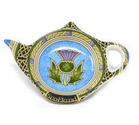 Wise Friends Support pour sachets de thé écossais avec chardon - Sous-tasse en forme de théière/soucoupe écossaise en porcelaine anglaise Accessoires celtiques Diamètre 10 cm