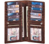 Wise Owl Grand Portefeuille RFID en Cuir véritable pour Hommes, Bifold Slim et stylé, 2 fenêtres ID, Porte-Cartes, boîte Cadeau élégante