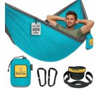 Wise Owl Outfitters Hamac de Camping, hamac Individuel, équipement de Plein air, Sac à Dos, Survie ou Voyage, Portable, léger, en Nylon de Parachute, Bleu et Gris