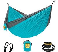 Wise Owl Outfitters Hamac par Les - Hamacs Simples Et Doubles De Camping - Meilleur Équipement pour L'Extérieur Pédestre Et Voyage - Nylon De Parachute Portable Et Léger Un SeulOwl So Bleu & Gris