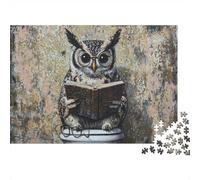 Wise Owl Reading A Book Plaque en Métal 38x26cm/1000pcs pour Le Salon, Style Rétro, pour Les Amateurs De Plaques en Métal