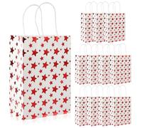Wisebom 12 Pièces Sacs Cadeaux en Papier Kraft avec Poignée Grand Sac Cadeau Sac Cadeau Anniversaire Déal pour Emballage Cadeaux, Célébrations, Noël, Mariage, Fête (Rouge)