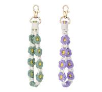 Wisebom 2 Pièces Porte-clés en Macramé Tricoté, 20cm Porte Clés Daisy Fait à La Main Cordon de Poignet Bohème Porte Clés Porte-clés Tressé Bohème Porte-Clés en Macramé pour Femme
