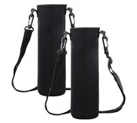 Wisebom 2 Pièces Sac de Bouteille d'eau, 8 × 25CM 1500ML Grand Porte-Bouteille Thermos Pochette Bouteille avec Bandoulière Réglable Pour Sport Randonnée Cyclisme Voyages Campus (Noir)