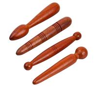 Wisebom 4 Pièces Bâton en Bois Réflexologie, Bâtons de Massage en Bois Thai Massage Bâton en Bois, Ensembles d'Outils de Massage pour Fasciite Plantaire Talons Éperons et Douleur Arc