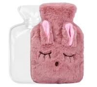 Wisebom Bouillotte Eau Chaude, Bouillotte avec Housse Douce Peluche, Bouillotte à Eau avec Housse, Soulager les Douleurs Menstruelles et les Douleurs d'Estomac (Rose)