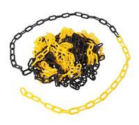 Wisebom Chaîne de Barrière en Plastique 10mx6mm, Chaîne d'avertissement Bicolore Haute Visibilité, Chaînes de Barrière de Sécurité pour Contrôle de Foule Place de Parking (Noir Jaune)