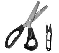 Wisebom Ciseaux à Denteler avec Coupe-Fil, Ciseaux Couture Crantés Professionnelle Tranchant Ciseaux à Coudre en Acier Inoxydable 23.5cm Dentelés 5mm Noir Poignée Souple pour Tissus Cuir Tailleurs