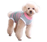 Wisebom Combinaison de Récupération pour Chien, Combinaison Rayée Post-Chirurgie Chiens Mâles et Femelles Alternative Collier Électronique à Cône Body pour Chiens (Rayures roses vertes, XS)