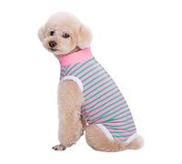 Wisebom Combinaison de Récupération pour Chien, Combinaison Rayée Post-Chirurgie Chiens Mâles et Femelles Alternative Collier Électronique à Cône Body pour Chiens (Rayures Roses Vertes, S)