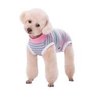 Wisebom Combinaison de Récupération pour Chien, Combinaison Rayée Post-Chirurgie Chiens Mâles et Femelles Alternative Collier Électronique à Cône Body pour Chiens (Rayures Roses Vertes, M)