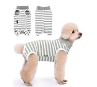 Wisebom Combinaison de Récupération pour Chiens, Combinaison de Convalescence pour Chien Rayée Post-Chirurgie Alternative Collier Électronique à Cône Body pour Chiens de Moyenne et Petite (Gris, M)