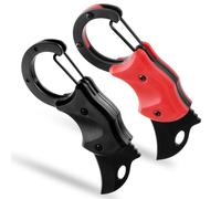 Wisebom Couteaux Pliants Couteau EDC, 2Pcs Noir&Rouge Couteau Pliant avec Mousqueton, 3CR13 Acier Inox Couteau Porte-clés Couteau Pliant Portable pour Camping Randonnée Famille